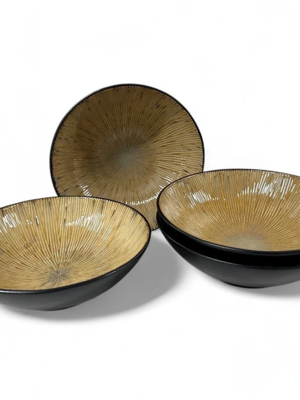 Joseph Abboud Ventana Soup Cereal Bowls 7 7/8” Brown Stoneware Set of 4